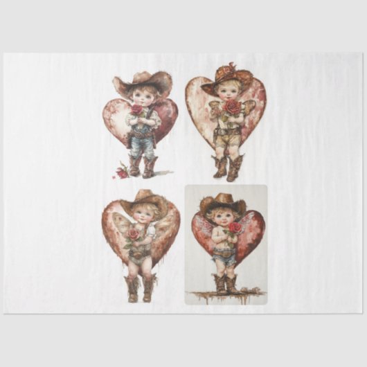 Valentine Rustikale Cupids Seidenpapier (Vorderseite)