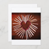 Valentine, rustikales, handgefertigtes Herz, flach Mitteilungskarte (Vorne/Hinten)