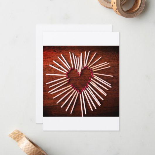 Valentine, rustikales, handgefertigtes Herz, flach Mitteilungskarte (Vorderseite/Rückseite Beispiel)