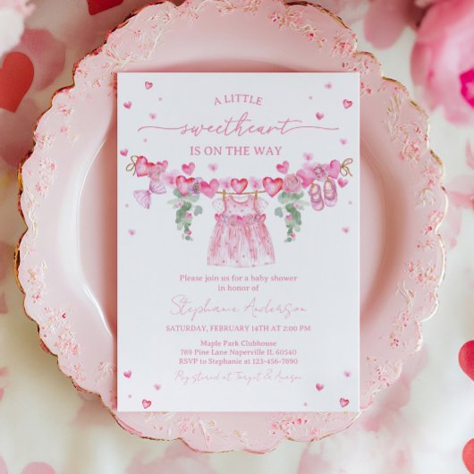 Valentine’s Baby Shower Invitation, Pink Heart Einladung