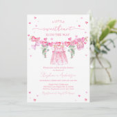 Valentine’s Baby Shower Invitation, Pink Heart Einladung (Stehend Vorderseite)