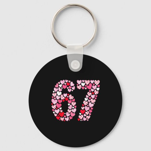 Valentine’s Day 67 Hearts Romantic Funny Six Seven Schlüsselanhänger (Vorderseite)