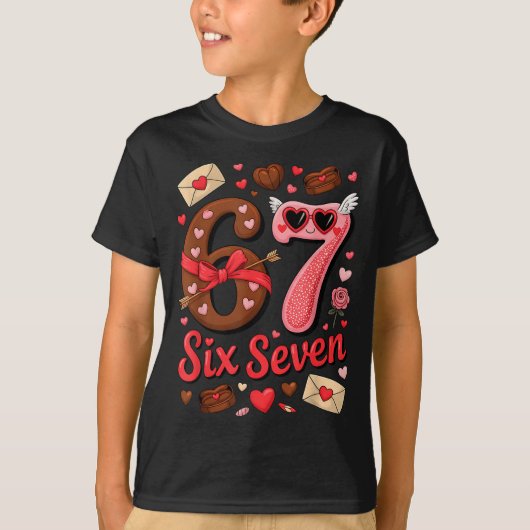 Valentine’s Day 67 Meme Filled With Hearts Funny S T-Shirt (Vorderseite)