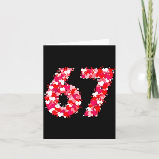 Valentine’s Day 67 Meme With Hearts Funny Six Seve Karte (Vorderseite)