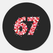 Valentine’s Day 67 Meme With Hearts Funny Six Seve Runder Aufkleber (Vorderseite)