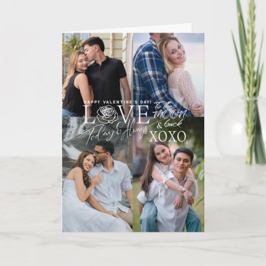 Valentine’s Day Calligraphy Photo Collage Karte (Vorderseite)