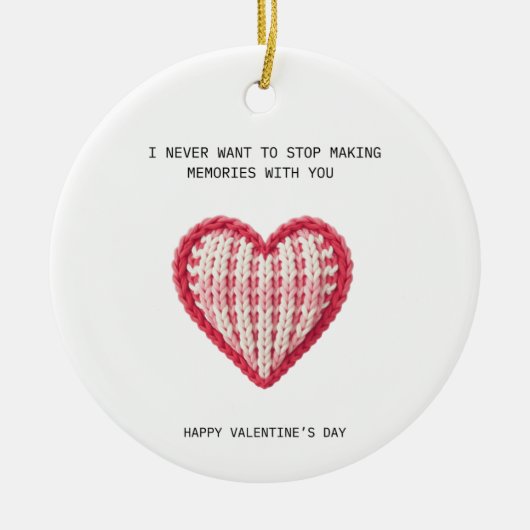 Valentine’s Day Card – Knit Heart Design Keramik Ornament (Vorne)