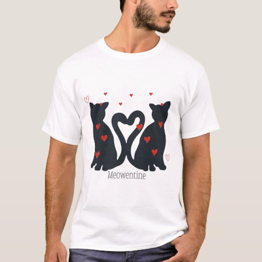 Valentine’s Day Cat lovers Meowentine Couple T-Shirt (Vorderseite)