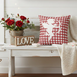 Valentine’s Day Cupid Red and White Plaid Gingham Kissen