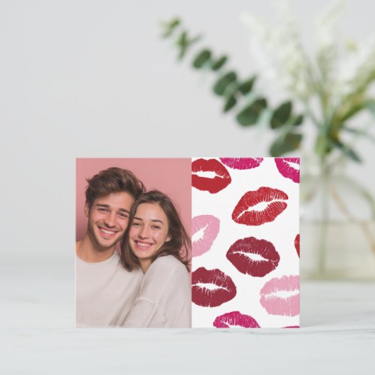 Valentine’s Day Custom Photo Kisses Postkarte (Stehend Vorderseite)