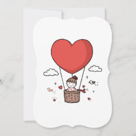 Valentine’s Day Cute Red Heart Balloon Women’s Cro Einladung