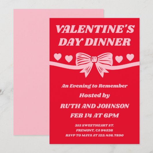 Valentine’s Day Dinner Event Einladung (Vorne/Hinten)