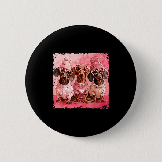Valentine’s Day Dog Cute Dachshund Dogs For Dog Mo Button (Vorderseite)
