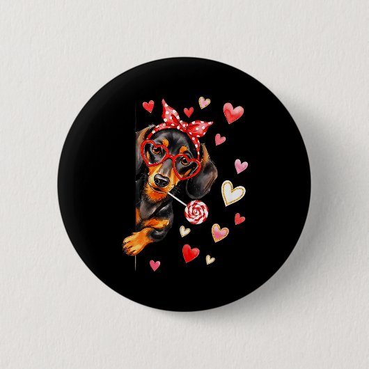 Valentine’s Day Dog Cute Dachshund Dogs For Dog Mo Button (Vorderseite)