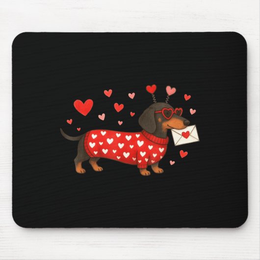 Valentine’s Day Dog Cute Dachshund Dogs For Dog Mo Mousepad (Vorne)