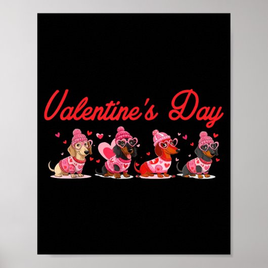 Valentine’s Day Dog Cute Dachshund Dogs For Dog Mo Poster (Vorne)