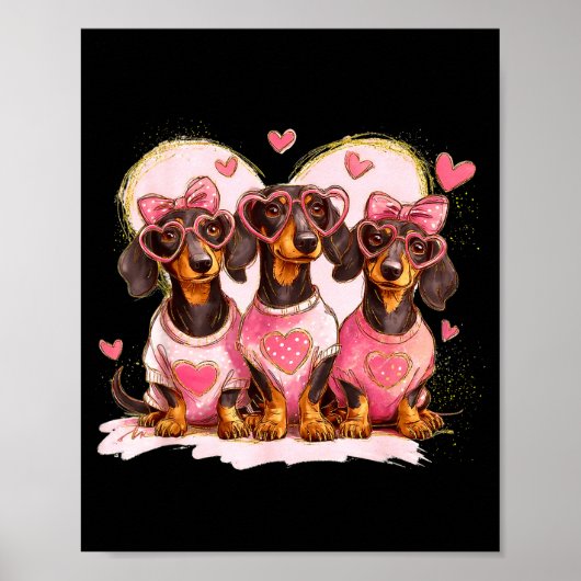 Valentine’s Day Dog Cute Dachshund Dogs For Dog Mo Poster (Vorne)