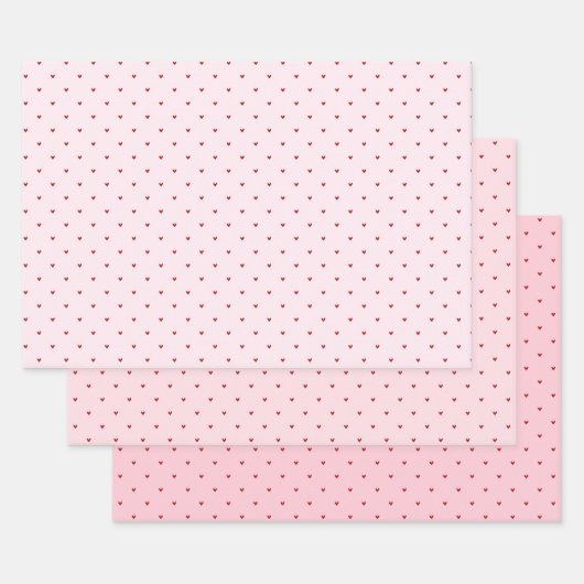 Valentine’s Day Girly Soft Red Pink Heart Pattern Geschenkpapier Set (Set)