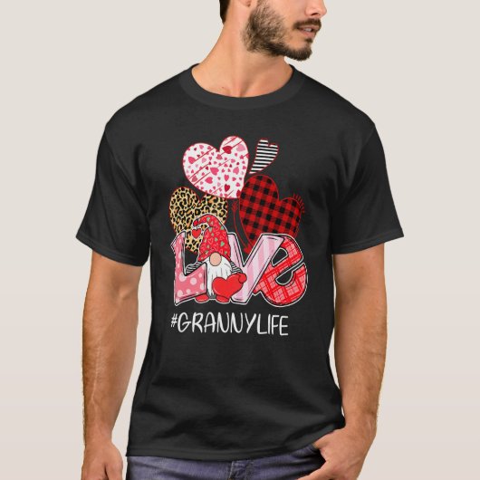Valentine S Day Gnome Liebe Granny T-Shirt (Vorderseite)