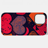 Valentine’s Day Heart Pattern – Retro Pop Art iPhone Hülle (Rückseite (Horizontal))