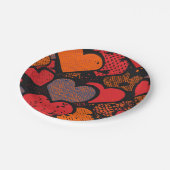 Valentine’s Day Heart Pattern – Retro Pop Art Pappteller (Schrägansicht)