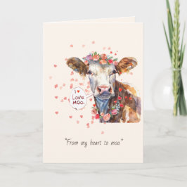 Valentine’s Day I Love Moo Cute Romantic Card Feiertagskarte