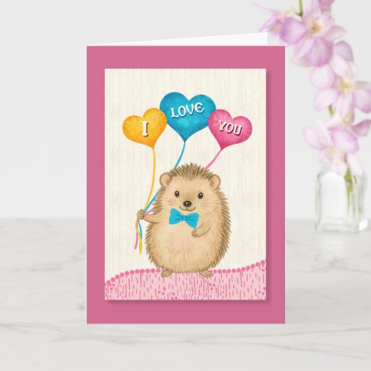 Valentine’s Day I Love You Cute Hedgehog Karte (Orchidee)