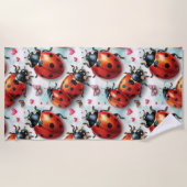 Valentine`s Day Ladybug Love Pattern Strandtuch (Vorderseite)