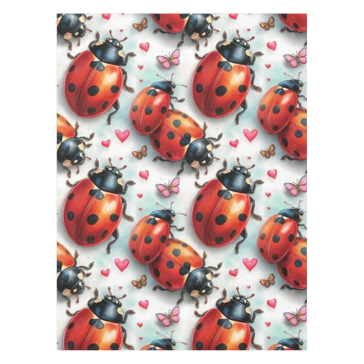Valentine`s Day Ladybug Love Pattern Tischdecke (Vorderseite)