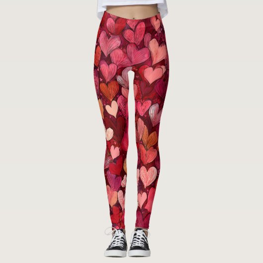 Valentine’s Day Leggings – Romantic Heart Pattern  (Vorderseite)