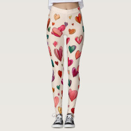 Valentine’s Day Leggings – Romantic Heart Pattern 