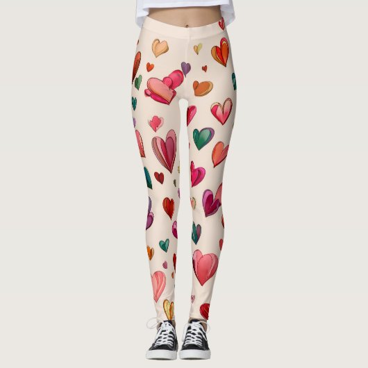 Valentine’s Day Leggings – Romantic Heart Pattern (Vorderseite)