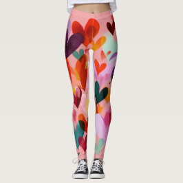 Valentine’s Day Leggings – Romantic Heart Pattern 