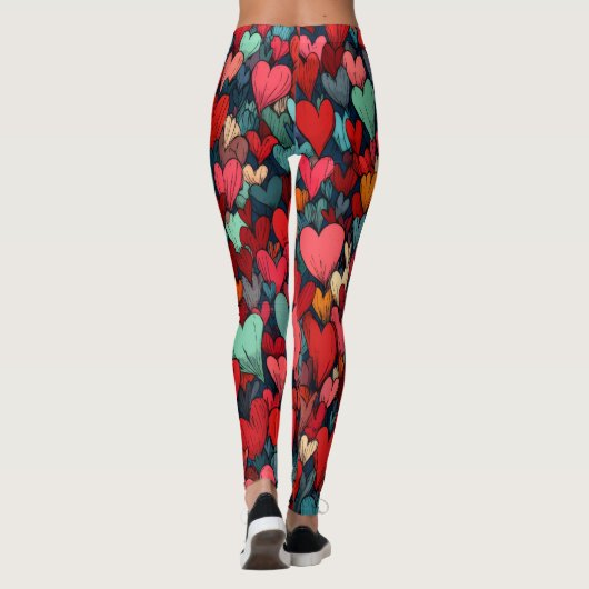 Valentine’s Day Leggings – Romantic Heart Pattern (Rückseite)