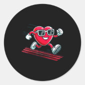 Valentine’s Day Love Heart Runner Track Running  Runder Aufkleber (Vorderseite)