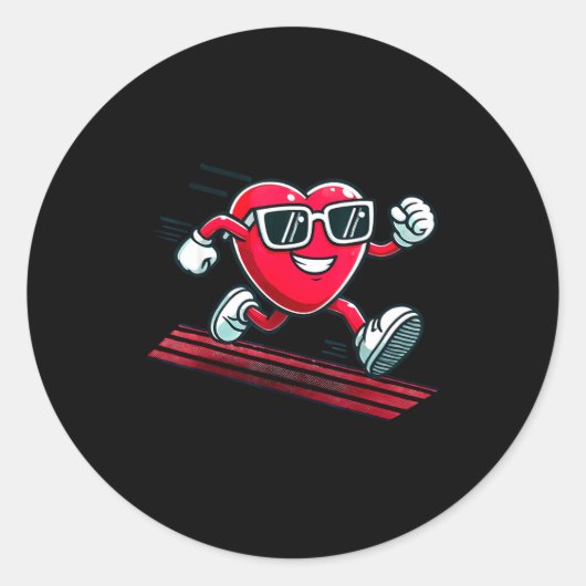 Valentine’s Day Love Heart Runner Track Running Runder Aufkleber (Vorderseite)