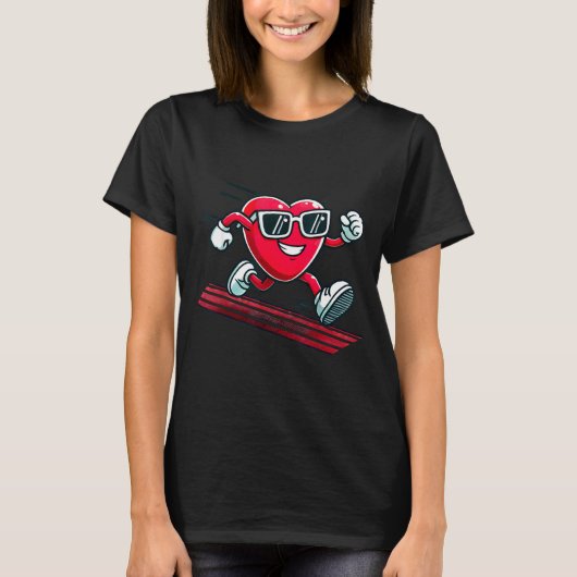 Valentine’s Day Love Heart Runner Track Running T-Shirt (Vorderseite)