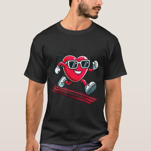Valentine’s Day Love Heart Runner Track Running T-Shirt (Vorderseite)
