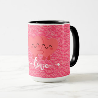 Valentine’s Day Love Mug – Pink Hearts Design Tasse
