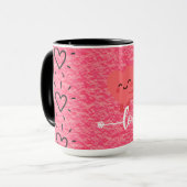 Valentine’s Day Love Mug – Pink Hearts Design Tasse (Vorderseite Links)