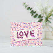 Valentine’s Day Love Pink and Blue Hearts Postkarte (Stehend Vorderseite)