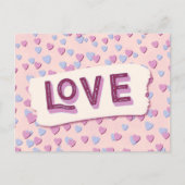 Valentine’s Day Love Pink and Blue Hearts Postkarte (Vorderseite)