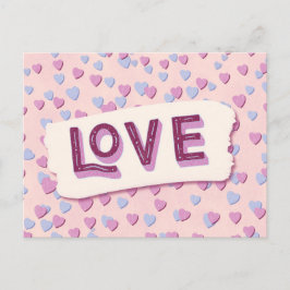 Valentine’s Day Love Pink and Blue Hearts Postkarte