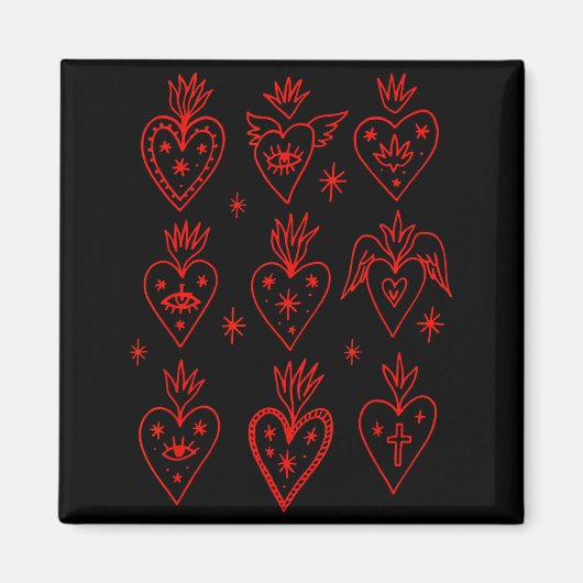 Valentine’s Day Mexican Milagro Gothic Goth Sacred Magnet (Vorne)