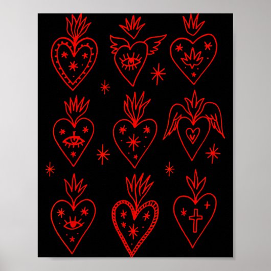 Valentine’s Day Mexican Milagro Gothic Goth Sacred Poster (Vorne)