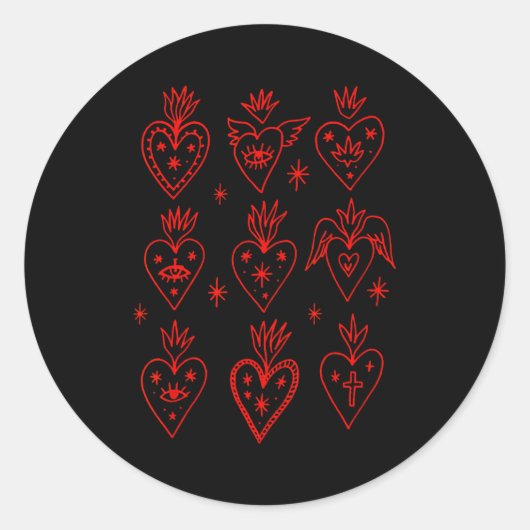 Valentine’s Day Mexican Milagro Gothic Goth Sacred Runder Aufkleber (Vorderseite)