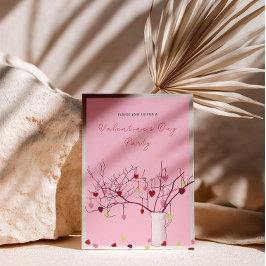 Valentine’s Day Party – Heart Branch on Pink Einladung