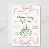 Valentine’s Day Pink Bow 18th Birthday Party Einladung (Vorderseite)