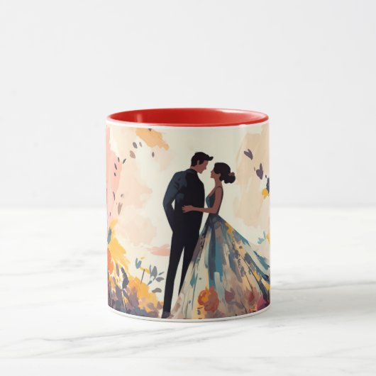 Valentine’s Day Romantic Couple Silhouette Love Tasse (Zentrum)