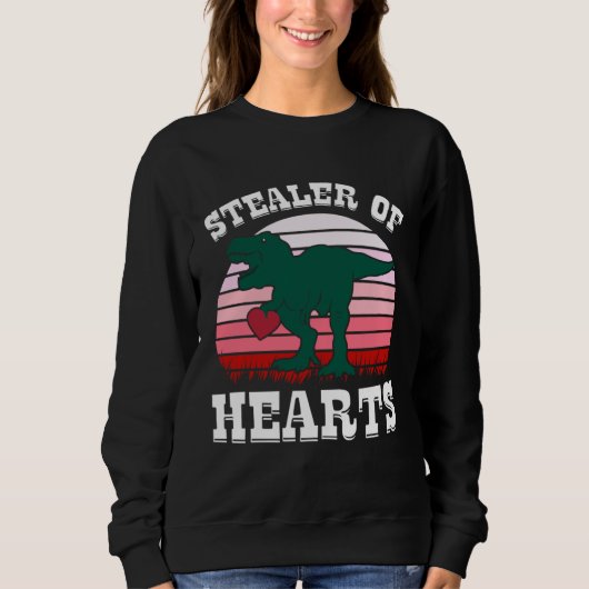 Valentine s Day STEALER OF HEARTS  Rex Dinosaur Bo Sweatshirt (Vorderseite)